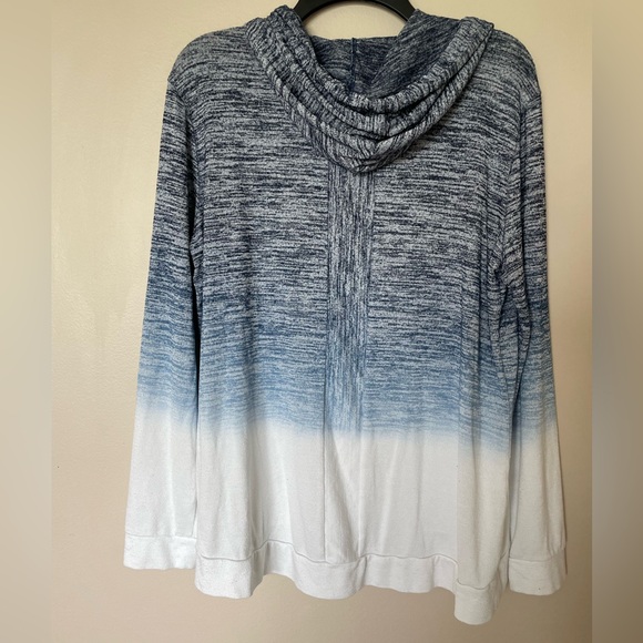 StitchFix Market & Spruce Perine Pocket Hooded Knit Top Blue White Ombre Size XL - Picture 8 of 8